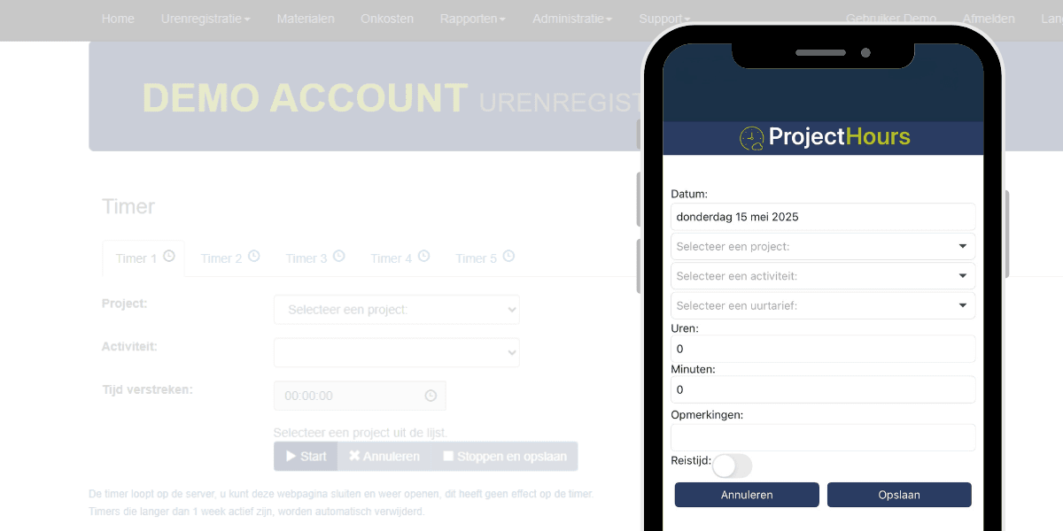 Projectmanagement software bouw Project Hours