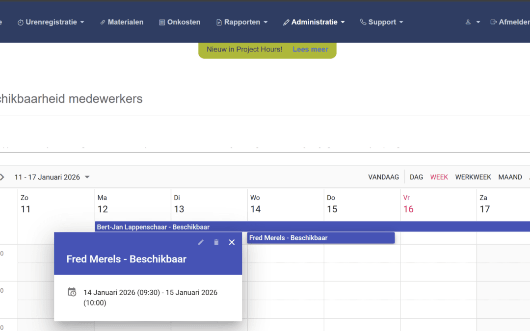 Nieuw feature: beschikbaarheid opgeven