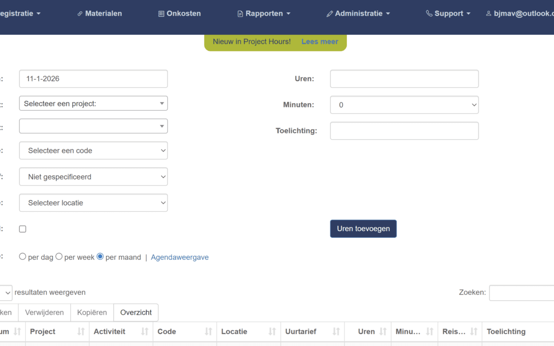 Nieuw design voor Project Hours