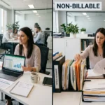 Visuele uitleg van wat billable uren zijn tegenover non-billable uren