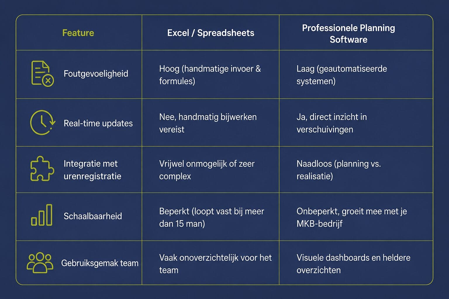 Excel-spreadsheet vs Planning software